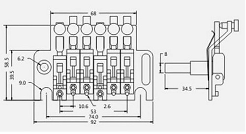 Musiclily M212 Бридж тремоло для электрогитары, с топ-локом, черный Floyd Rose 