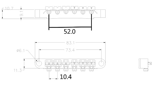 Musiclily M203BK-M205BK Бридж Tune-O-Matic со стоп-баром для Gibson Les Paul, черный.